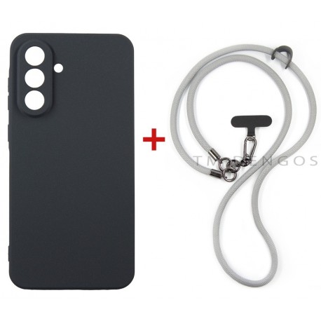Комплект для Samsung Galaxy A37 панель + ремінець cross-body DENGOS (Black+Grey) (DG-KM-CCRB-01)