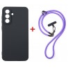 Комплект для Samsung Galaxy A37 панель + ремінець cross-body DENGOS (Black+Purple) (DG-KM-CCRB-02)