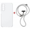 Комплект для Samsung Galaxy A37 панель + ремінець cross-body DENGOS (Clear+Grey) (DG-KM-CCRB-05)