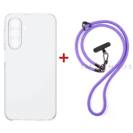 Комплект для Samsung Galaxy A37 панель + ремінець cross-body DENGOS (Clear+Purple) (DG-KM-CCRB-06)