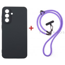 Комплект для Samsung Galaxy A57 панель + ремінець cross-body DENGOS (Black+Purple) (DG-KM-CCRB-10)