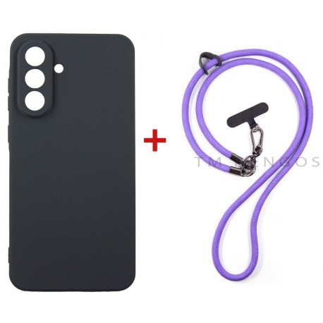 Комплект для Samsung Galaxy A37 панель + ремінець cross-body DENGOS (Black+Purple) (DG-KM-CCRB-02)