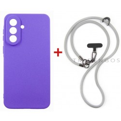 Комплект для Samsung Galaxy A57 панель + ремінець cross-body DENGOS (Purple+Grey) (DG-KM-CCRB-11)