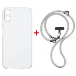 Комплект для Samsung Galaxy A07 панель + ремінець cross-body DENGOS (Clear+Grey) (DG-KM-CCRB-13)
