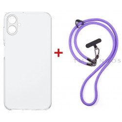 Комплект для Samsung Galaxy A07 панель + ремінець cross-body DENGOS (Clear+Purple) (DG-KM-CCRB-14)