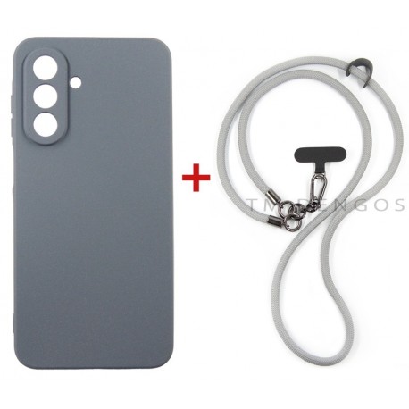 Комплект для Samsung Galaxy A17 панель + ремінець cross-body DENGOS (Grey+Grey) (DG-KM-CCRB-22)