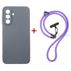 Комплект для Samsung Galaxy A17 панель + ремінець cross-body DENGOS (Grey+Purple) (DG-KM-CCRB-23)