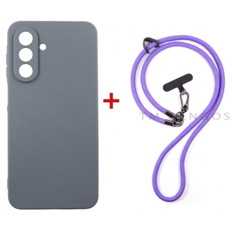 Комплект для Samsung Galaxy A17 панель + ремінець cross-body DENGOS (Grey+Purple) (DG-KM-CCRB-23)