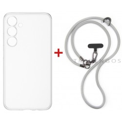 Комплект для Samsung Galaxy S25 FE панель + ремінець cross-body DENGOS (Clear+Grey) (DG-KM-CCRB-26)
