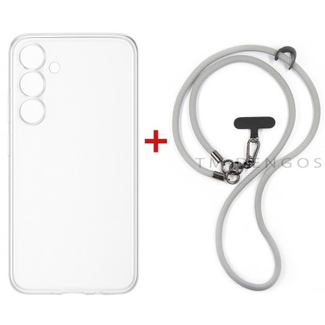 Комплект для Samsung Galaxy S25 FE панель + ремінець cross-body DENGOS (Clear+Grey) (DG-KM-CCRB-26)