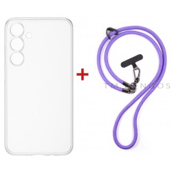 Комплект для Samsung Galaxy S25 FE панель + ремінець cross-body DENGOS (Clear+Purple) (DG-KM-CCRB-27)