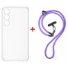 Комплект для Samsung Galaxy S25 FE панель + ремінець cross-body DENGOS (Clear+Purple) (DG-KM-CCRB-27)