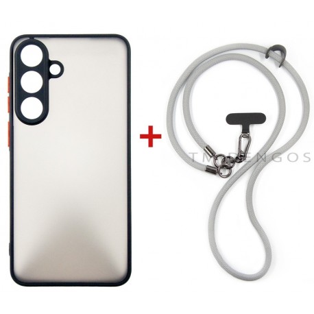 Комплект для Samsung Galaxy S25 FE панель + ремінець cross-body DENGOS (Black+Grey) (DG-KM-CCRB-28)