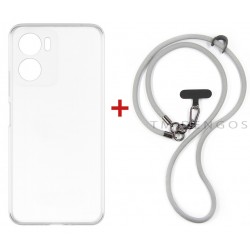 Комплект для Motorola G06/G06 Power панель + ремінець cross-body DENGOS (Clear+Grey) (DG-KM-CCRB-30)