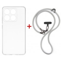 Комплект для Motorola G17/G17 Power панель + ремінець cross-body DENGOS (Clear+Grey) (DG-KM-CCRB-31)