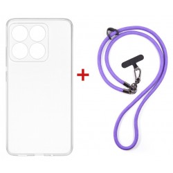 Комплект для Motorola G17/G17 Power панель + ремінець cross-body DENGOS (Clear+Purple) (DG-KM-CCRB-32)