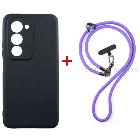 Комплект для Xiaomi Redmi 15 панель + ремінець cross-body DENGOS (Black+Purple) (DG-KM-CCRB-44)