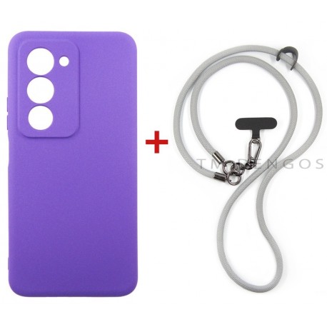 Комплект для Xiaomi Redmi 15 панель + ремінець cross-body DENGOS (Purple+Grey) (DG-KM-CCRB-45)