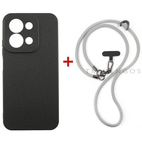 Комплект для Xiaomi Redmi 15C панель + ремінець cross-body DENGOS (Black+Grey) (DG-KM-CCRB-47)
