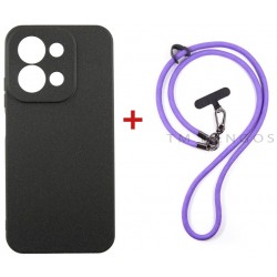 Комплект для Xiaomi Redmi 15C панель + ремінець cross-body DENGOS (Black+Purple) (DG-KM-CCRB-48)