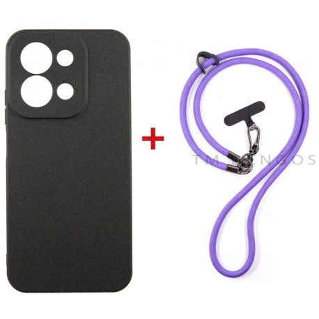 Комплект для Xiaomi Redmi 15C панель + ремінець cross-body DENGOS (Black+Purple) (DG-KM-CCRB-48)