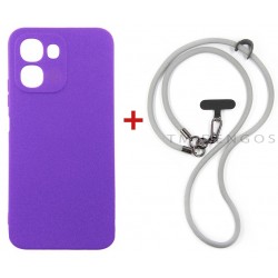 Комплект для OPPO A6x/A6k 4g панель + ремінець cross-body DENGOS (Purple+Grey) (DG-KM-CCRB-58)