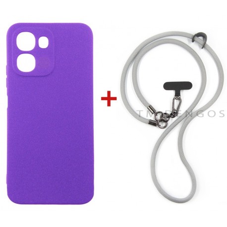 Комплект для OPPO A6x/A6k 4g панель + ремінець cross-body DENGOS (Purple+Grey) (DG-KM-CCRB-58)