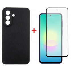Комплект для Samsung Galaxy A27 панель Carbon + скло DENGOS (Black) (DG-KM-205)