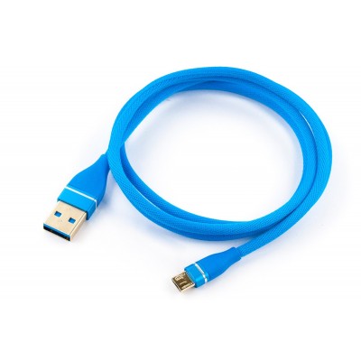 Кабель заряда и синхронизации Micro USB (сетка, синий, 100см)