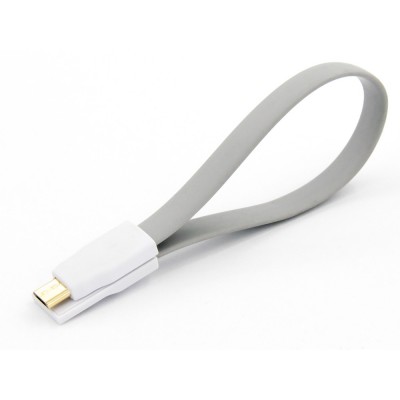 Кабель DENGOS заряду та синхронізації USB 2.0, micro-USB (плаский, сірий, 22 см)(KR-001-GREY)