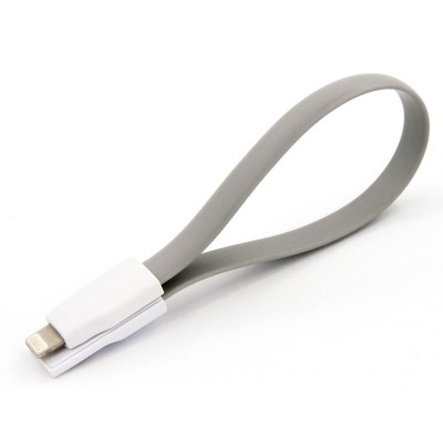 Кабель DENGOS заряду та синхронізації USB 2.0, lightning (плаский, сірий, 22 см)(KR-002-GREY)