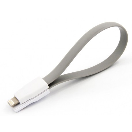 Кабель заряду та синхронізації USB 2.0, lightning (плаский, сірий, 22 см)