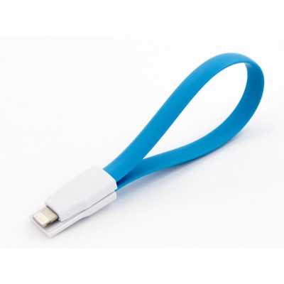 Кабель заряду та синхронізації USB 2.0, lightning (плаский, блакитний, 22 см)