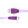 LED-кабель Smile USB 2.0, micro-USB (плаский, фіолетовий, 20 см)