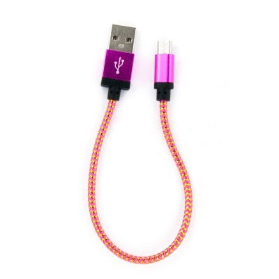 Кабель FINE LINE заряда и синхронизации USB 2.0, micro-USB (розовый, 0.2 м) (FL-NTK-M-SHRT-GD-PINK)