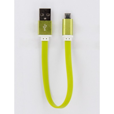 Кабель заряда и синхронизации USB 2.0, micro-USB (плоский, зеленый, 20 см)