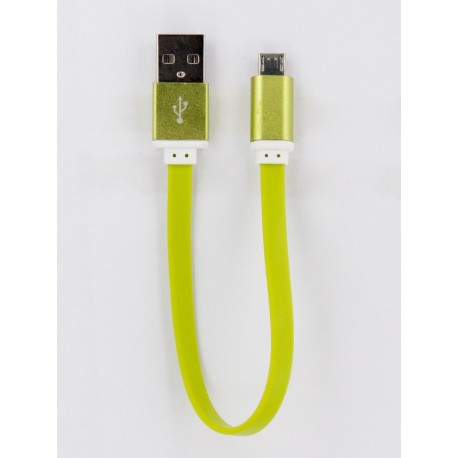 Кабель заряду та синхронізації USB 2.0, micro-USB (плаский, зелений, 20 см)