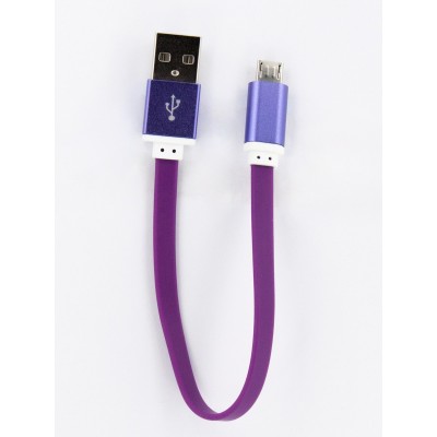 Кабель заряда и синхронизации USB 2.0, micro-USB (плоский, фиолетовый, 20 см)