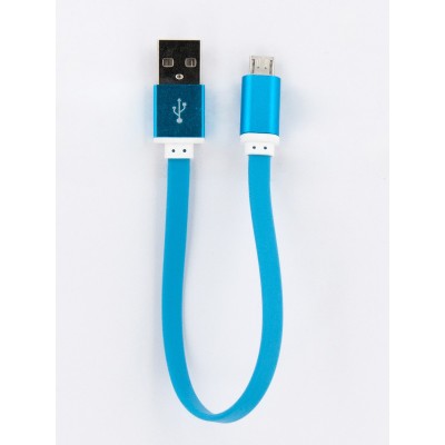 Кабель FINE LINE заряду та синхронізації USB 2.0, micro-USB (плаский, блакитний, 20 см) (FL-PLS-M-SHRT-PLSK-BLUE)