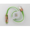 Кабель заряду та синхронізації (2в1) Micro USB/Lightning (плаский, зелений, 100 см)