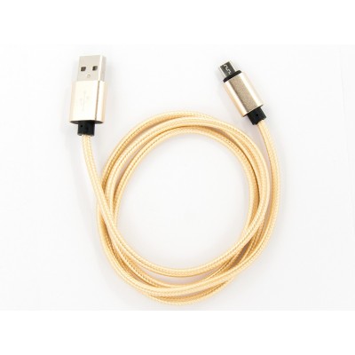 Кабель FINE LINE заряда и синхронизации Micro USB (в оплете, золото, 100см) (FL-NTK-M-MT-GOLD)