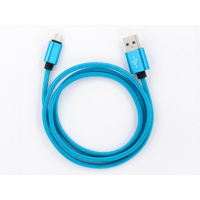 Кабель Fine Line заряду та синхронизації Micro USB (в оплете, блакитний, 100 см) (FL-NTK-M-MT-BLUE)