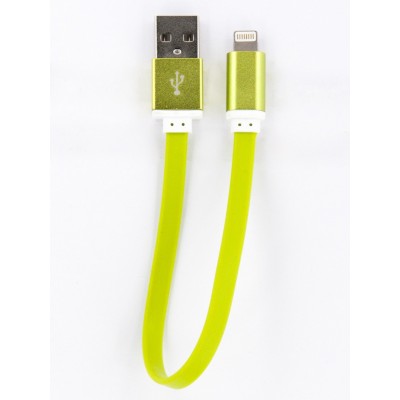 Кабель заряда и синхронизации USB 2.0, lightning (плоский, зеленый, 20 см)