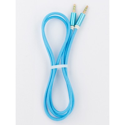 Аудіо-кабель AUX 3,5 мм-3,5мм (нейлон/блакитний)