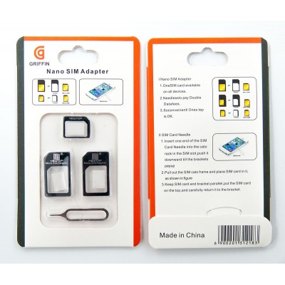 Адаптер SIM-карт Nano Sim and Micro Sim adapter Black