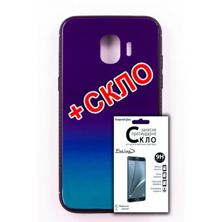 Комплект панель FINE LINE Mirror для Samsung Galaxy J4 + 2018 (J415) violet + Захисне скло для Samsung Galaxy J4 + 2018 (J415)