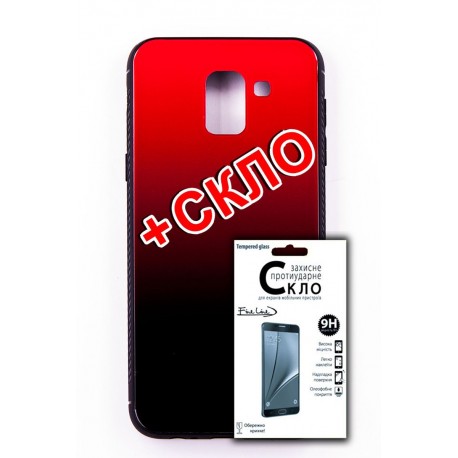 Комплект панель FINE LINE Mirror для Samsung Galaxy J6+ 2018 (J610),red+Защитное стекло для Samsung Galaxy J6+ 2018 (J610)