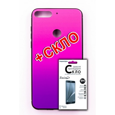 Комплект панель FINE LINE "Mirror" для Huawei Y6 Prime 2018, (pink)+ Защитное стекло для Huawei Y6 Prime 2018