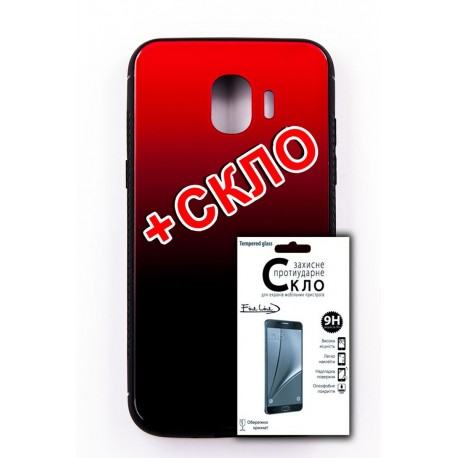 Комплект панель FINE LINE Mirror для Samsung Galaxy J2 (J250) 2018 red + Защитное стекло для Samsung Galaxy J2 2018