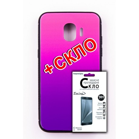 Комплект панель FINE LINE Mirror для Samsung Galaxy J4 2018 (J400) pink+Защитное стекло для Samsung Galaxy J4 2018